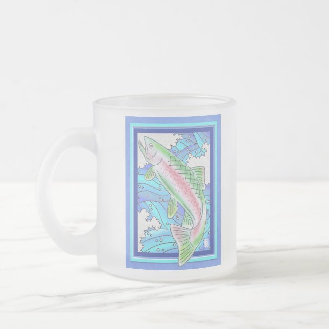Rainbow Trout Frosted Glass Mug (Left)