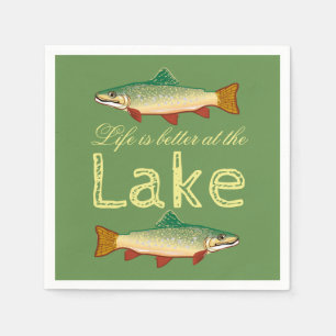 Rainbow Trout   Green Life is better at the Lake Napkin