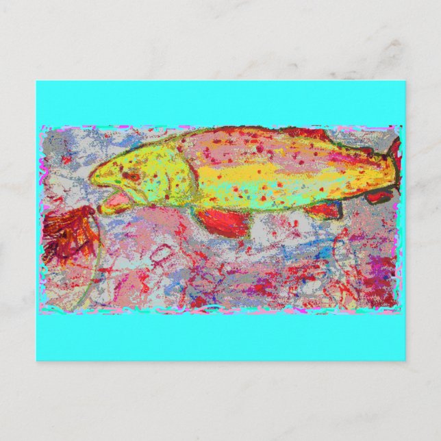 Rainbow Trout happy fishing Postcard (Front)