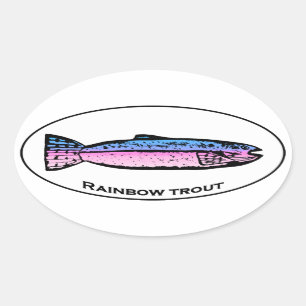 Rainbow Trout Oval Logo Sticker