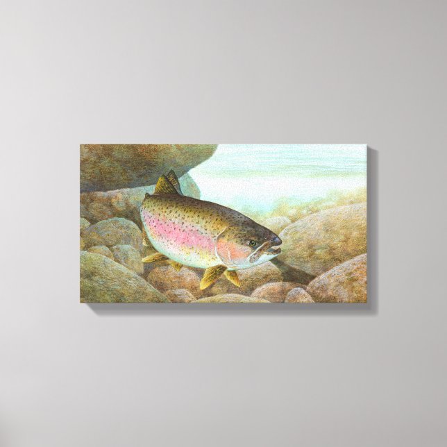 Rainbow Trout Painting Canvas Print (Front)
