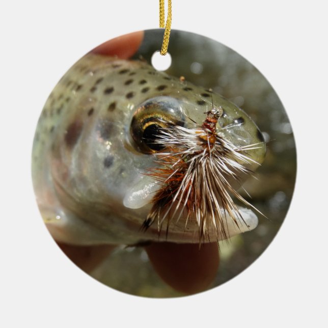 Rainbow Trout photo Ceramic Tree Decoration (Front)