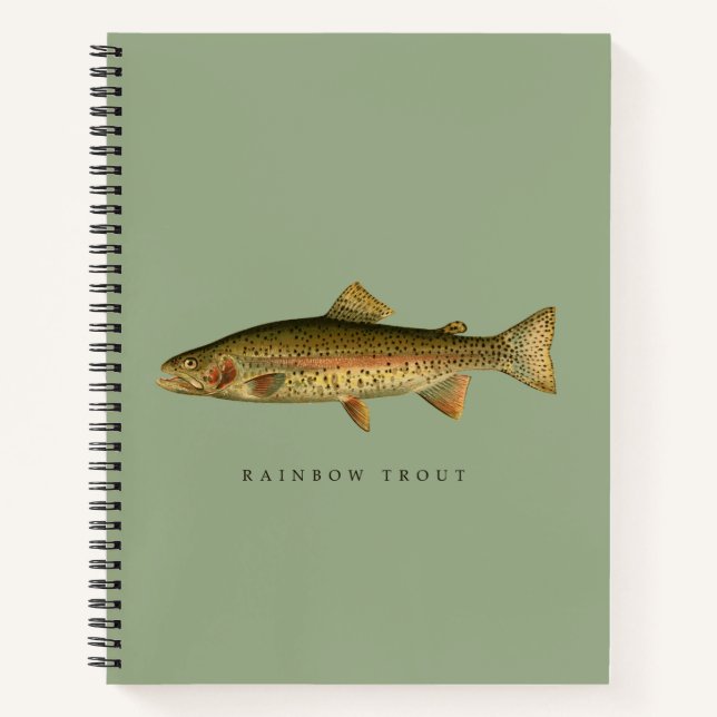 Rainbow Trout Sage Green Spiral Notebook (Front)