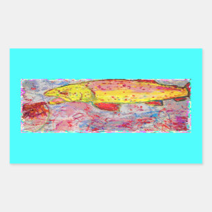rainbow trout screenprint look rectangular sticker