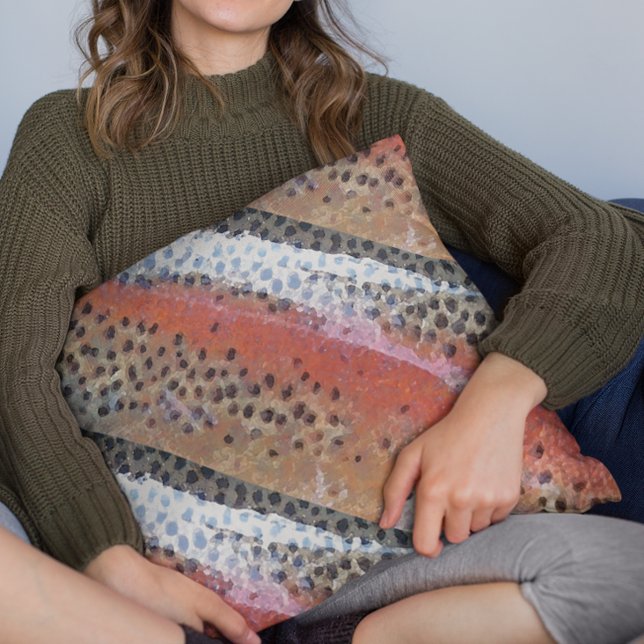 Rainbow Trout Skin Abstract Pattern Printed Cushion (Creator Uploaded)