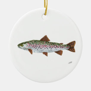 Rainbow Trout swim Ceramic Tree Decoration