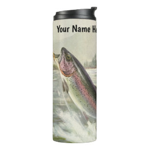 Rainbow Trout, Vintage Fisherman Fishing for Fish Thermal Tumbler