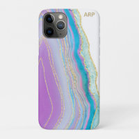 *~* Rainbow Turquoise Agate Gold Glitter Pastel