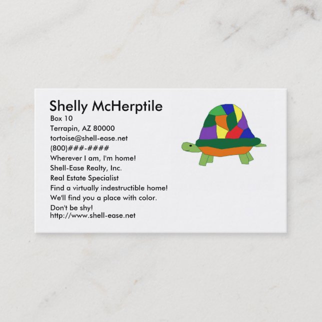 Rainbow Turtle business card (Front)