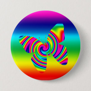 Rainbow Twirl Butterfly 7.5 Cm Round Badge