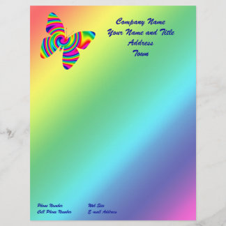 Rainbow Twirl Butterfly Customised Letterhead