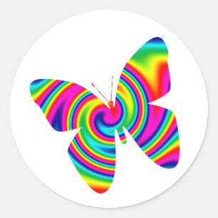 Rainbow Twirl Butterfly Cutouts Classic Round Sticker