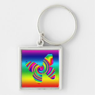 Rainbow Twirl Butterfly Key Ring