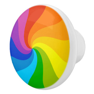 Rainbow Twirl Ceramic Knob