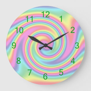 Rainbow Twirl Large Clock