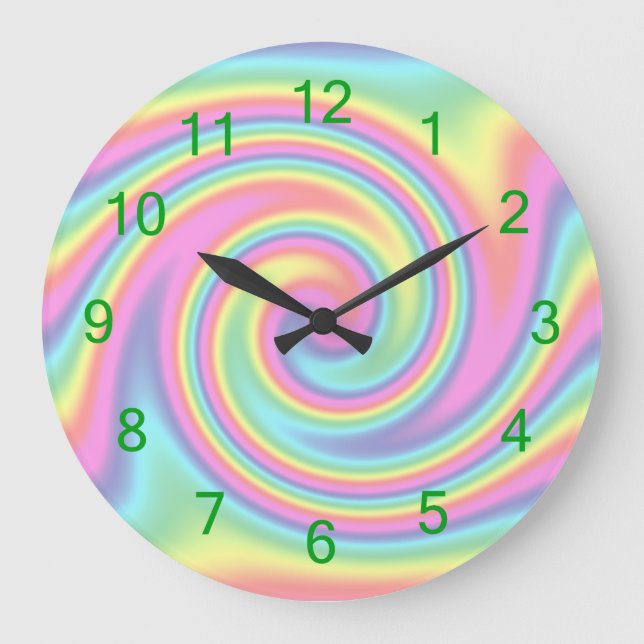 Rainbow Twirl Large Clock (Front)