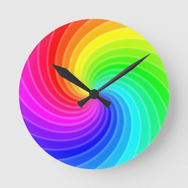 Rainbow Twirl Round Clock (Front)