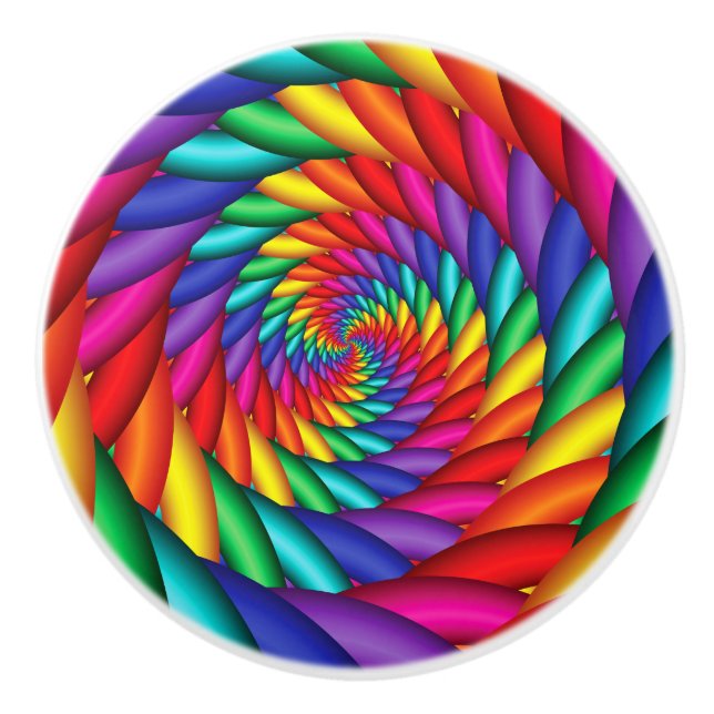 Rainbow Twist Fractal Ceramic Knob (Front)