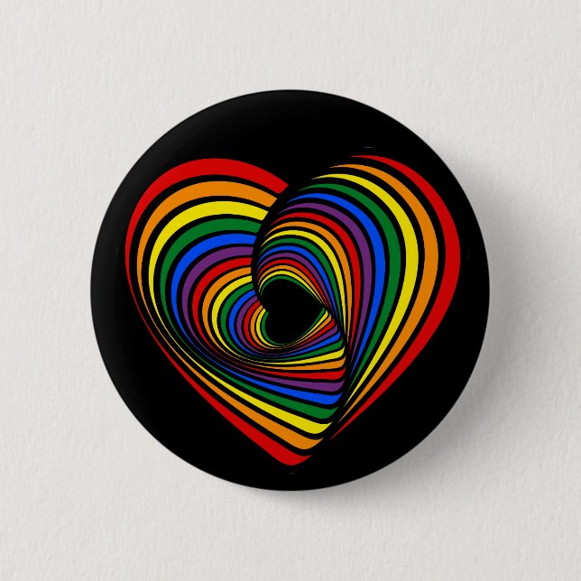 Rainbow Twist Heart 6 Cm Round Badge (Front)