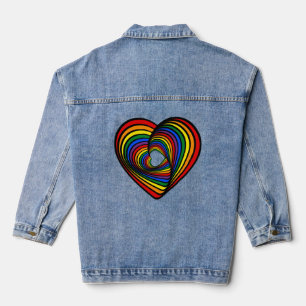 Rainbow Twist Heart Denim Jacket