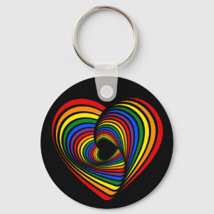 Rainbow Twist Heart Key Ring