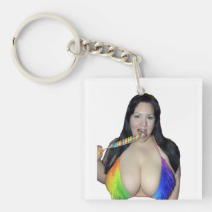 Rainbow two sided key ring