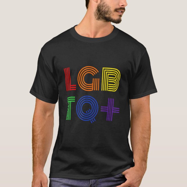 Rainbow Type LGBTQ Gay Pride Month T-Shirt (Front)