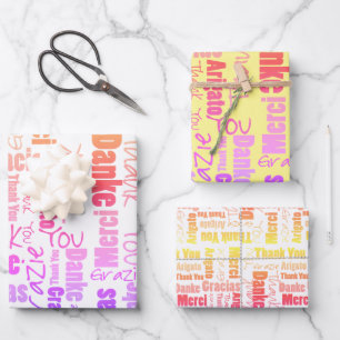 Rainbow Typography Multilingual Thank You Wrapping Paper Sheet