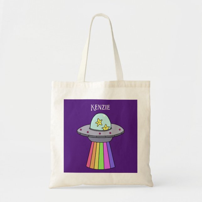 Rainbow UFO Personalised Tote Bag (Front)