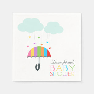 Rainbow Umbrella Neutral Baby Shower Napkin