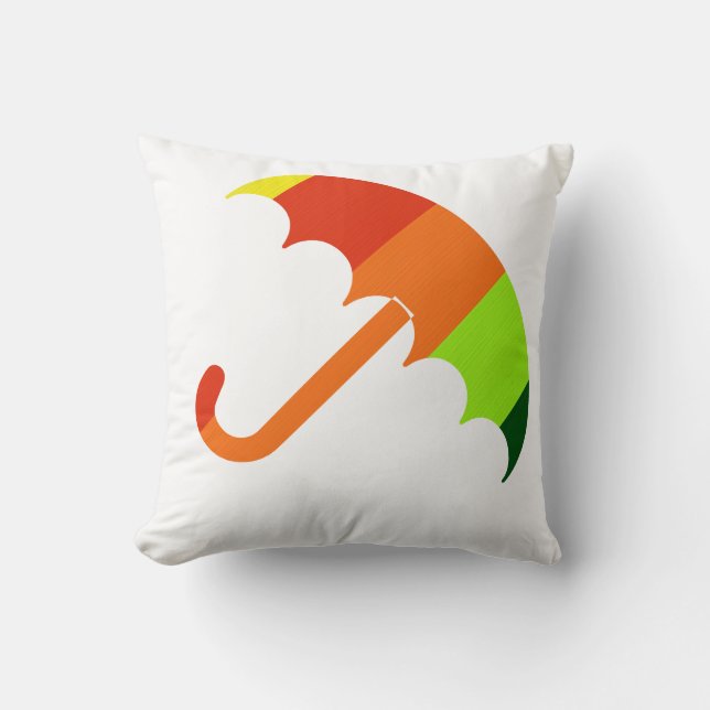 Rainbow Umbrella on White Background Cushion (Front)