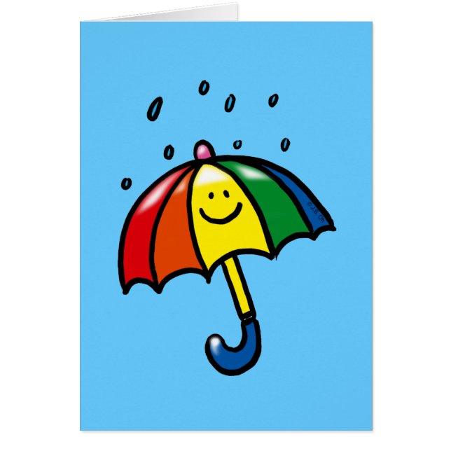 Rainbow umbrella & rain drops (Front)