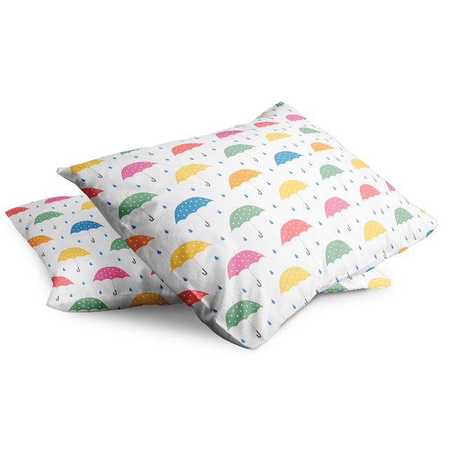 Rainbow Umbrellas Rainy Day Parade Collection Pillowcase (Creator Uploaded)