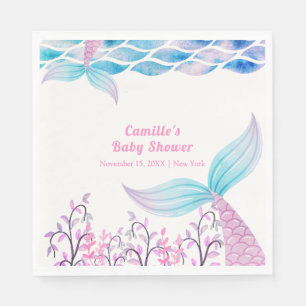 Rainbow Under Sea Mermaid Tail Baby Shower Napkin