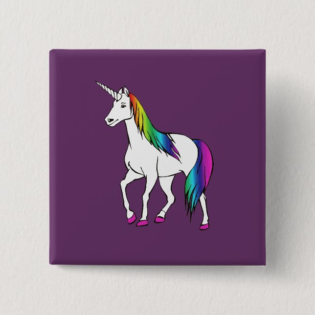RAINBOW UNICORN 15 CM SQUARE BADGE (Front)