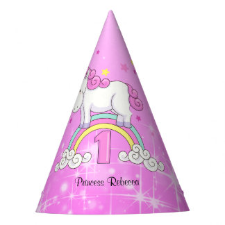 Rainbow Unicorn 1st Birthday Party Hat