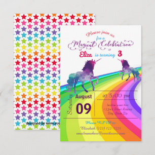 Rainbow Unicorn - 3x5 Birthday Invitation