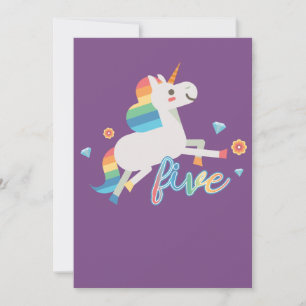 Rainbow Unicorn 5th Birthday Greeting Card