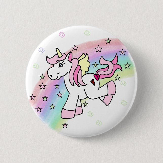 Rainbow Unicorn 6 Cm Round Badge (Front)