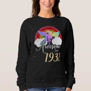 Rainbow Unicorn 90th Birthday Unicorn 1932 Birthd Sweatshirt