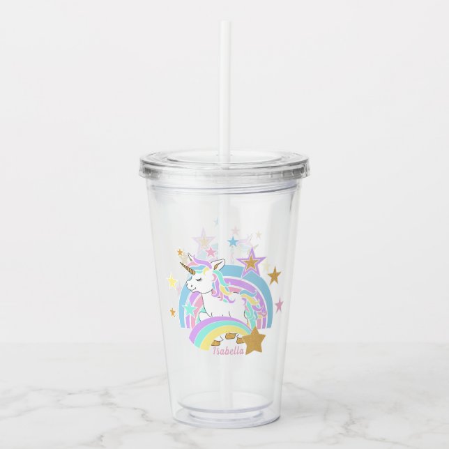 Rainbow Unicorn Acrylic Tumbler (Front)