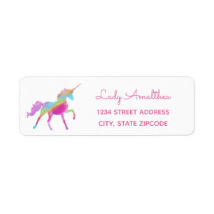 Rainbow Unicorn Address Label