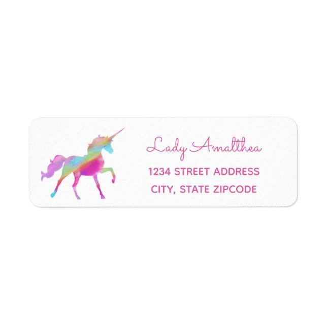 Rainbow Unicorn Address Label (Front)