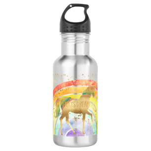 Rainbow Unicorn always dream with gold confetti 532 Ml Water Bottle