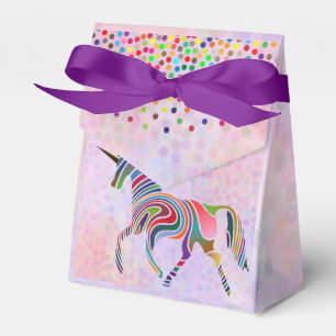 Rainbow Unicorn and Confetti on Pink Birthday Favour Box