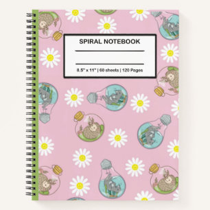 Rainbow Unicorn and Kawaii Animals Spiral Notebook