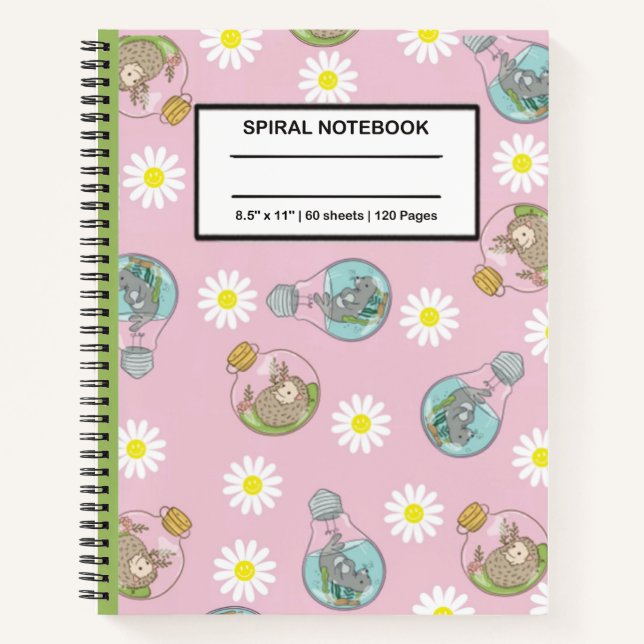 Rainbow Unicorn and Kawaii Animals Spiral Notebook (Front)