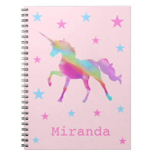 Rainbow Unicorn And Stars Notebook