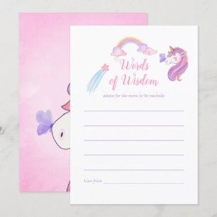 Rainbow Unicorn Baby Girl Shower Mum Advice Invitation