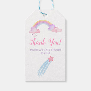 Rainbow Unicorn Baby Girl Shower Thank You Gift Tags